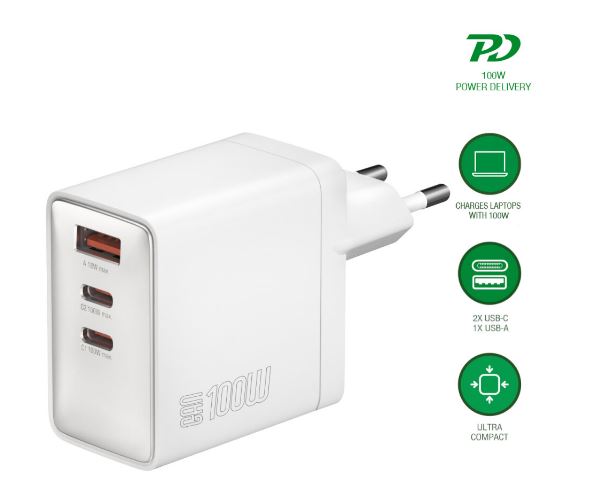 4smarts Netzladegerät GaN Pocket 100W 2C+1A